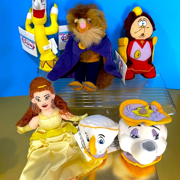 DISNEY EXCLUSIVE NWT VTG 90s BEAUTY AND THE BEAST BEAN BAG PLUSH COMPLETE SET/6 - Picture 2 of 16